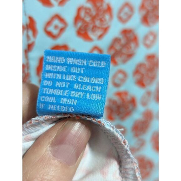 J McLaughlin Women's Light Blue Orange Pattern Front Pockets Tunic Top XS NWT - Picture 6 of 9